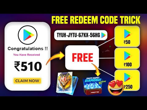 FREE🔥 510 Rupees Redeem Code सबको मिलेगा🥳| Free Google Play Redeem code | Free fire Diamonds trick