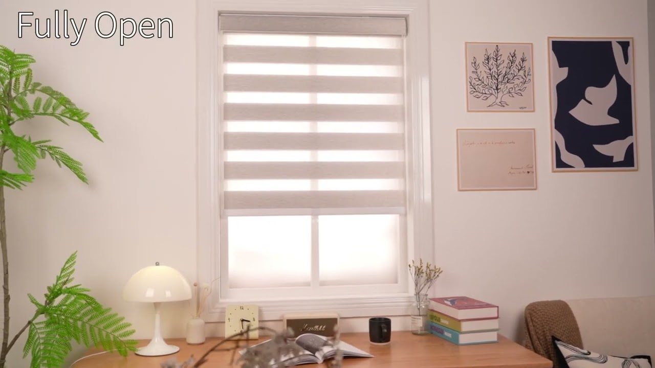 Cordless Light Filtering Polyester Zebra Shades - Hestia Blinds
