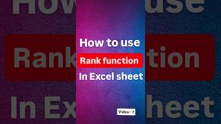 How to use RANK FUNCTION in excel sheet | Mylearningcoures | #excelintelugu