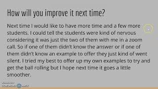 Virtual Field Experience Reflection