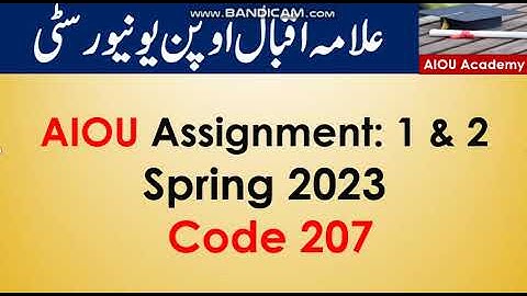 AIOU Code 207-1 & 2 Solved Assignments 2023