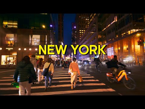 New York, الولايات المتحدة | MANHATTAN | جولة ليلية في المدينة 4K