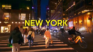 Night walk in MANHATTAN 4K 🗽 Midtown New York, NYC