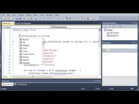 Visual Basic Tutorial   60   Sorting And Reversing Arrays ‏