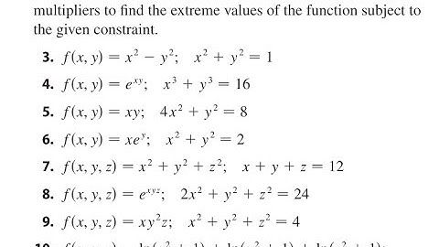 Each of these extreme value problems has a solution with both a maximum value and a minimum value. U