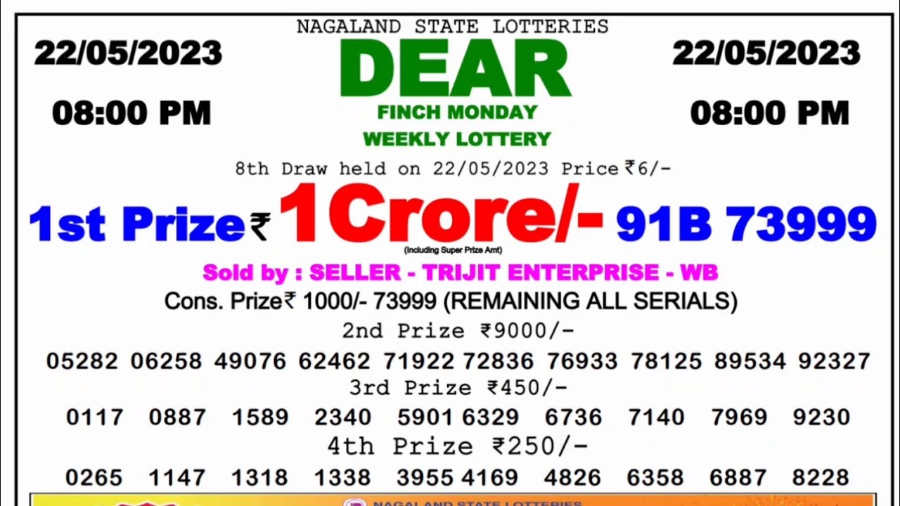 Dear Lottery Sambad 8pm Today 22 05 2023 Nagaland State Lottery Result dear-lottery-sambad-8pm-today-22-05-2023-nagaland-state-lottery-result