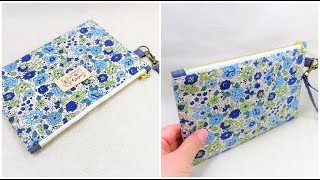 フラットポーチの作り方 How to sew a zipper pouch 裏地付き 縫い代の