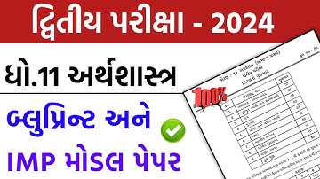 Std 11 Economics second exam blueprint 2024 | Dhoran 11 Arthshastra blueprint and model paper 2024 |