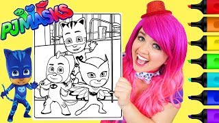 Coloring PJ Masks Catboy, Owlette & Gekko Coloring Page Prismacolor Paint Markers | KiMMi THE CLOWN