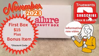 Allure Beauty Box November 2023 Unboxing + Coupon Code | ON SALE for  First Box $15.00 & Bonus Item