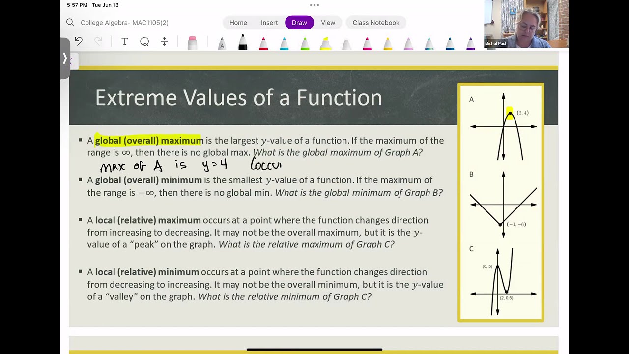 Function Direction & Relative Maxima-Minima