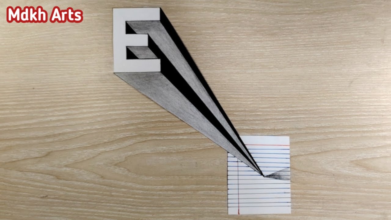 How to Draw 3D Letter E Step by Step for Beginners  || 3D Drawing E Letter