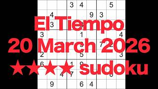 Sudoku solution – El Tiempo 20 March 2026 4-star sudoku