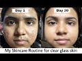 My skincare routine for glass skin  30 days clear skin challenge  acne treatment  skincare