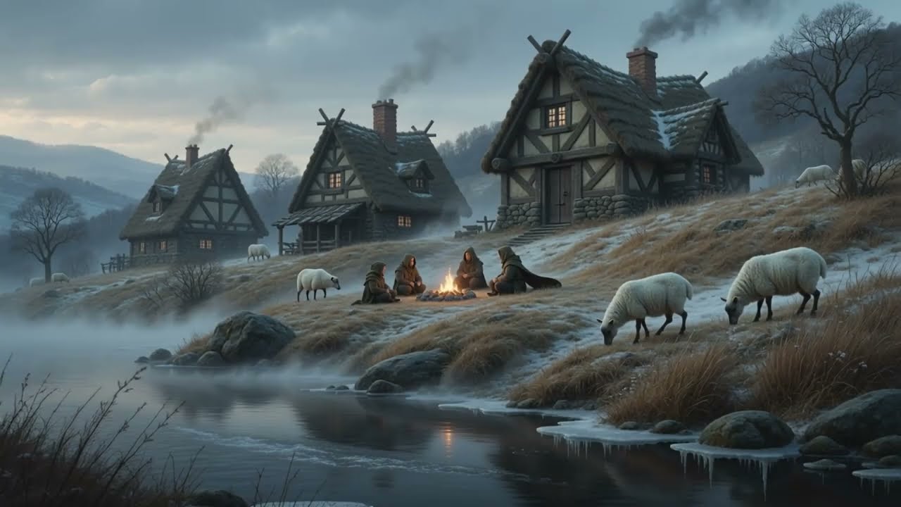 Medieval Celtic Music 1 Hour & Quiet Before the Snow - Winter Village Ambience