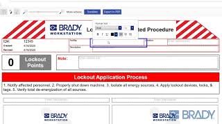 Create a Lockout Writer Procedure from a Template | Brady Workstation screenshot 4