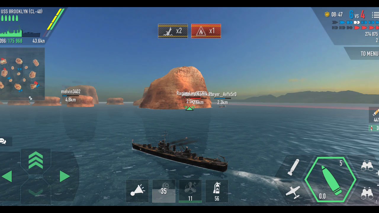 Battle of warships (USS  BKLYN CL40 vs 5 other ship's)