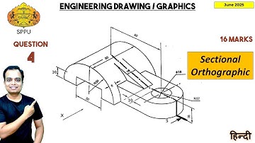 SPPU | June 2025 | Engineering Graphics | PYQ | Q4 | Sectional Orthographic | हिन्दी