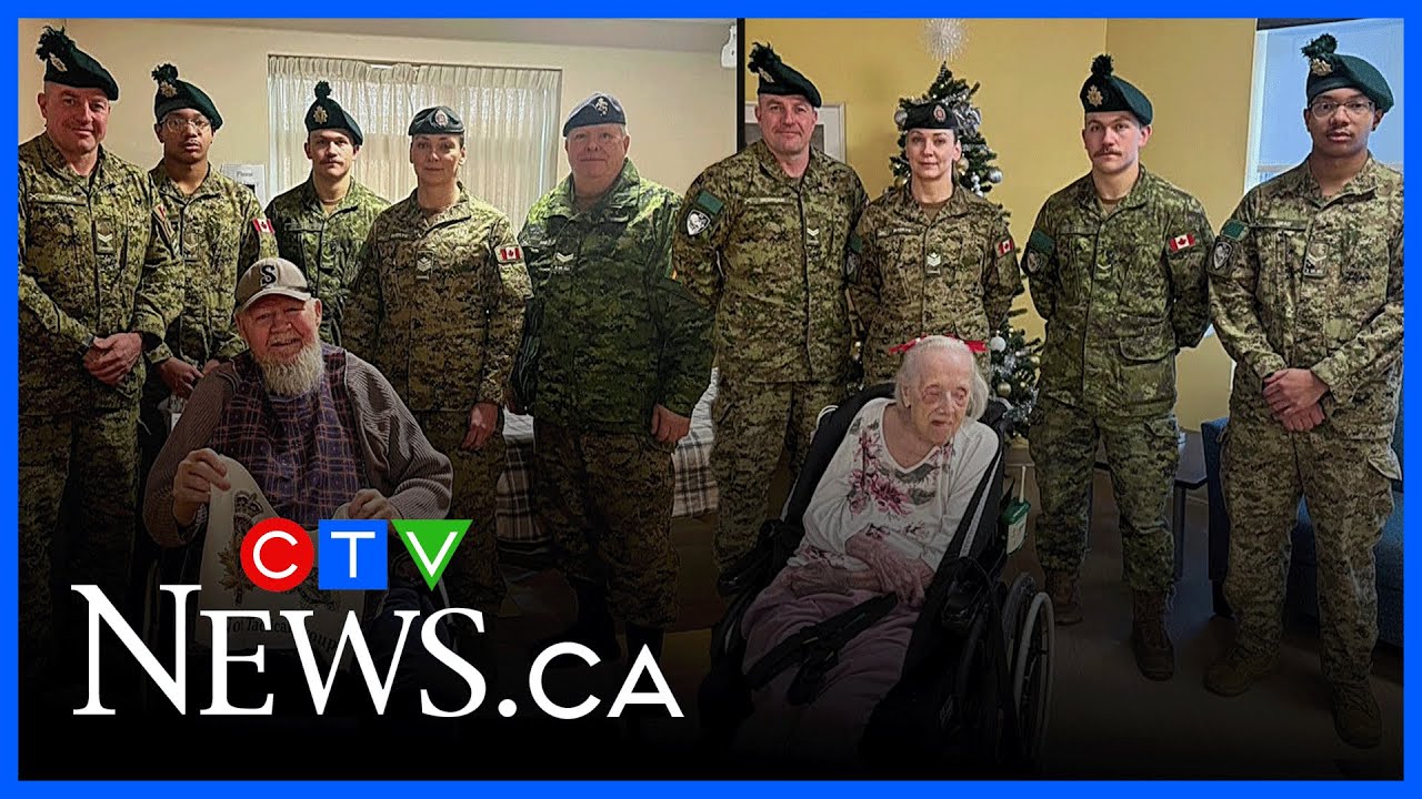 Canadian troops visit northern Ontario veterans for Christmas Eve - YouTube