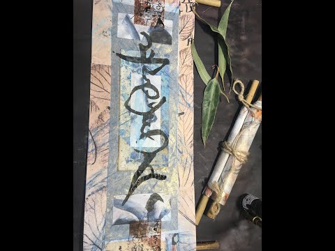How to create a Japanese style scroll with frottage and collage work