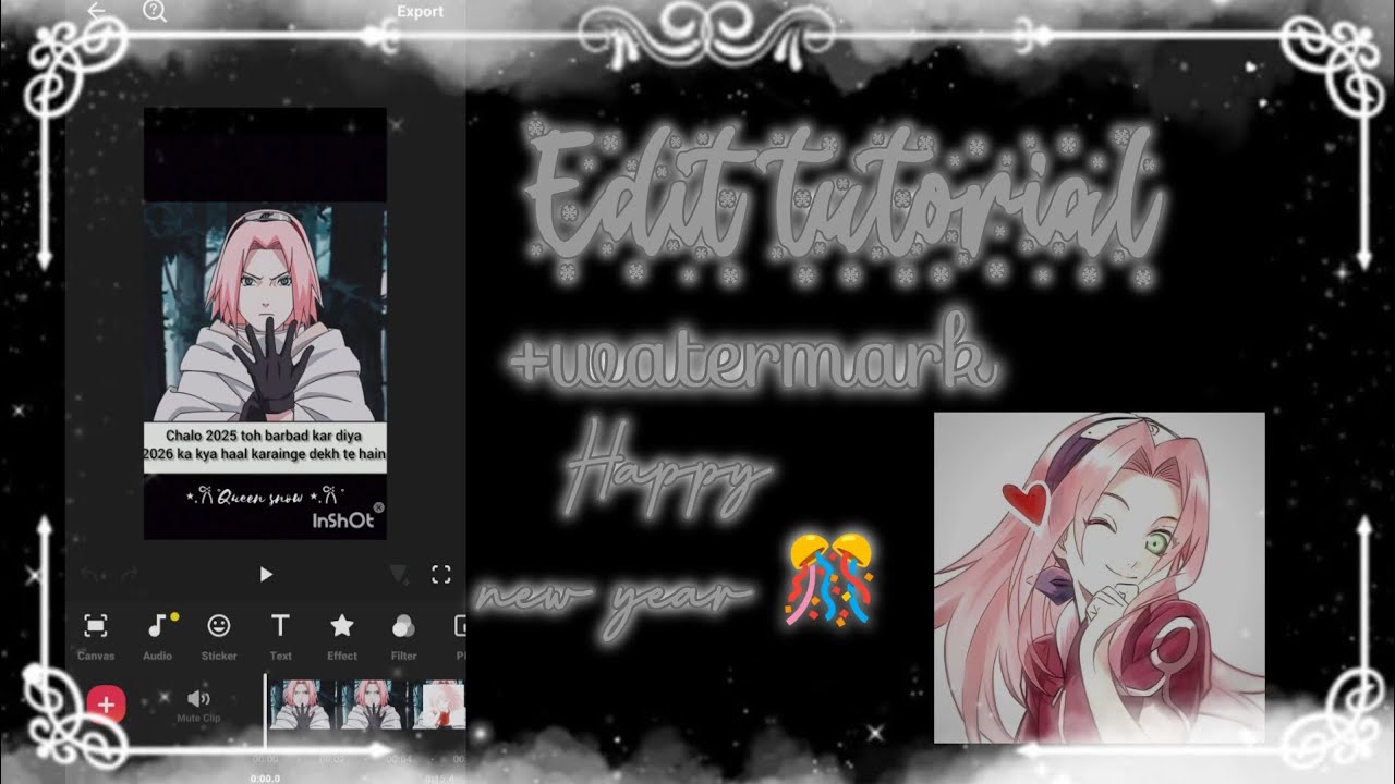 How to edit on inshot tutorial and watermark|Happy New year 🕛🎊|