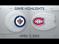 NHL Highlights | Jets vs. Canadiens - Apr. 11, 2022