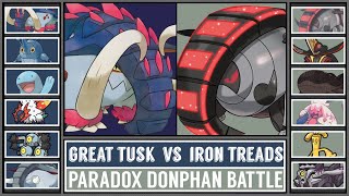 GREAT TUSK vs IRON TREADS | Paradox Donphan Battle [Pokémon Scarlet & Violet]
