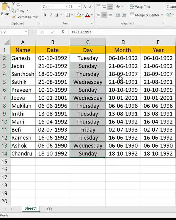 Excel Year And Month From Date