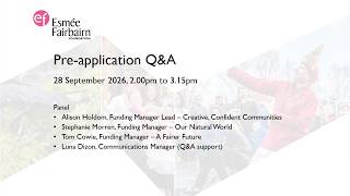 Pre-application Q&A webinar: 28 September 2026