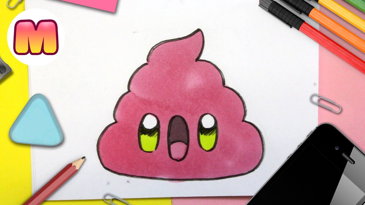 COMO DIBUJAR EMOJI DE CACA KAWAII dibujos faciles kawaii aprende