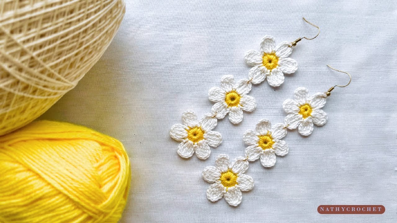 Aretes de Margaritas a Crochet | Fácil y Bonito