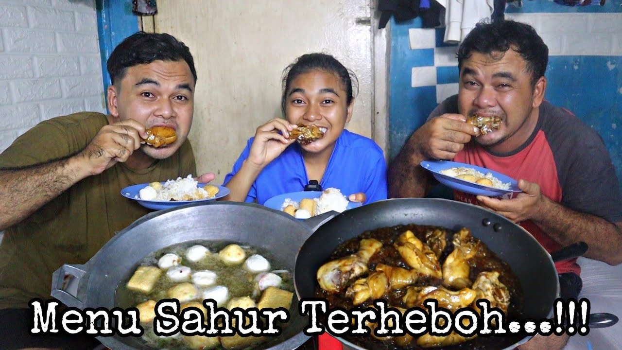 ALHAMDULILLAH SAHUR DENGAN NASI AYAM SAOS TERIYAKI + ANEKA BAKSO SEAFOOD (MUKBANG) PART 3