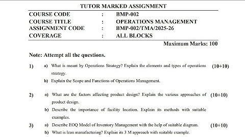 BMP-002 BBA Solved Assignment 2025-2026| IGNOU BBA 5th Semester Assignment Solution 2k25 Video