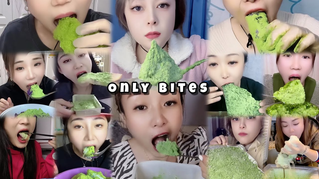 CRUNCHY ICE EATING COMPILATION BITES ONLY 😍 GREEN SQUEAKY FREEZER FROST EATING 💚 MATCHA ICE EATING 🥹