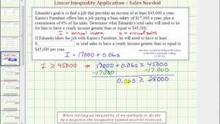 Ex: Solve a Linear Inequality in One Variable Application Problem (Commission Job)