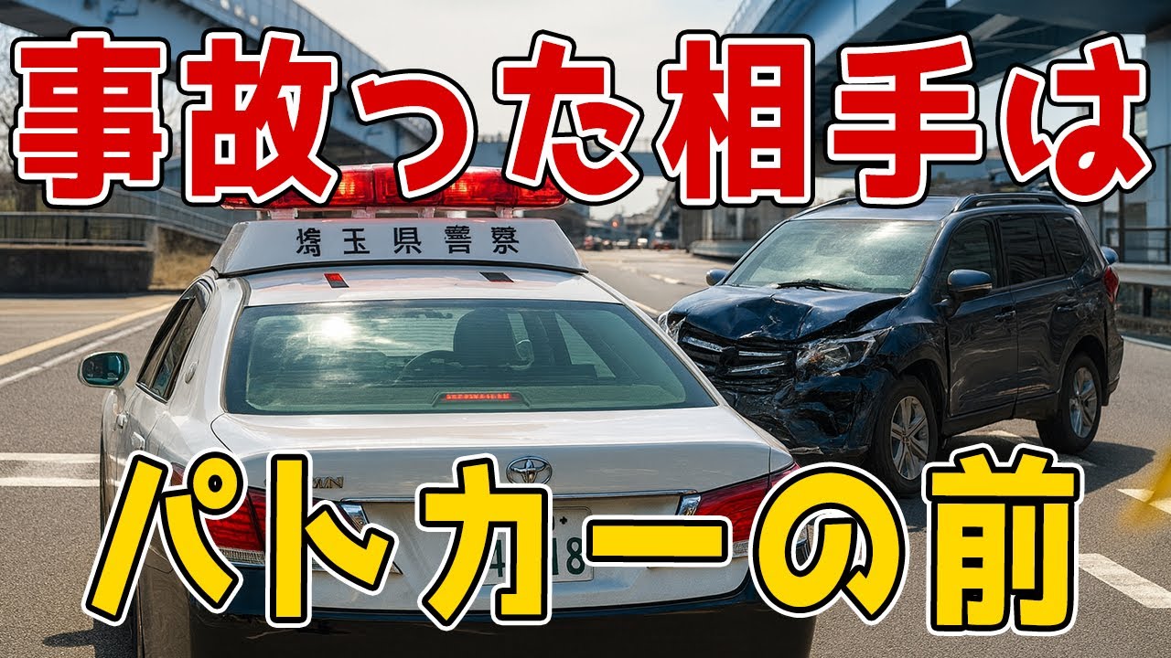 【衝撃ドラレコ】パトカーの前で大事故！DQNは言い訳する間もなく、一瞬で御用に。