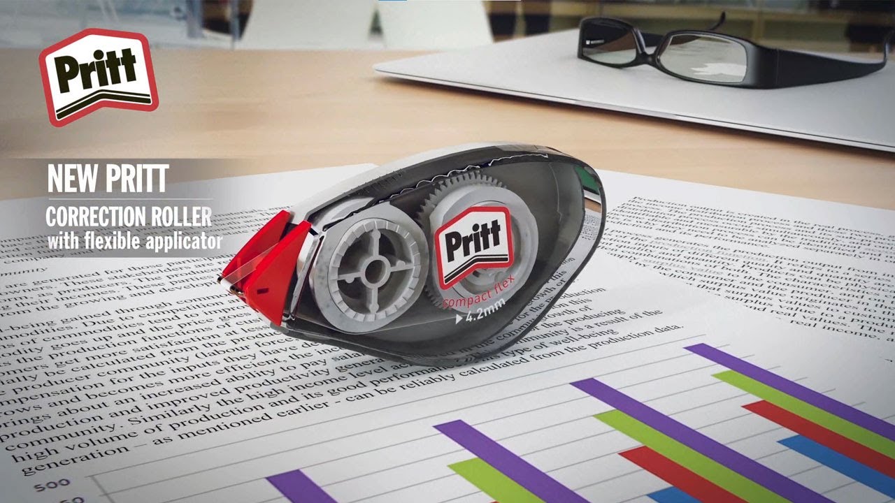 Pritt Flex Roller, Bianchetto a nastro per coprire gli errori, Correttore a  nastro riscrivibile, Correttore per frasi e lettere