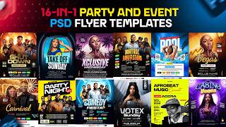 16 in 1 Editable PSD Party Flyer  Graphic Designers and Print Shops🎉 Don’t Miss Out