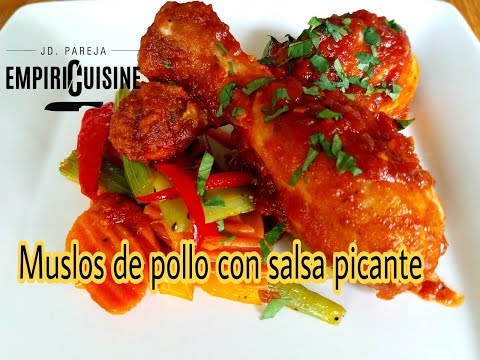 Muslos de pollo con salsa picante