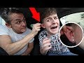 Kid Gets his EAR PIERCED PRANK on DAD!!! *bad idea*