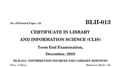 Blii 013 previous year question paper December 2023  | blii 013 clis IGNOU december 2023 PYQ solved