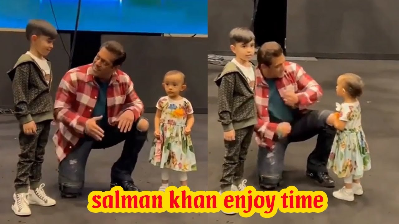 Salman Khan enjoying with Ayat sharma and Ahil in dabangg tour dubai expo 2022