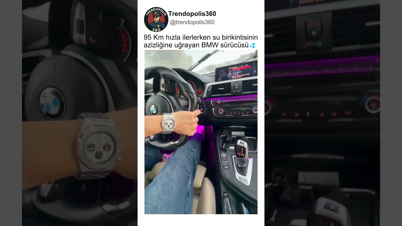 Yağmurlu Havada Su Birikintisi Sürpriziyle Karşılaşan BMW Sürücüsü..🌧️🚗😳