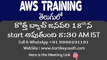 AWS Real Time Training in Telugu | AWS New Batch will be starting on 18th January @+91 9966231191