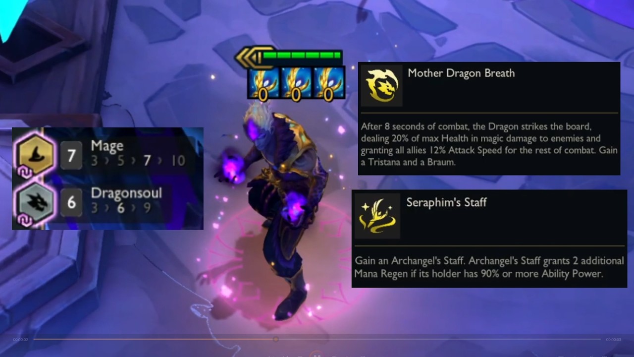 Brand 3 Star ⭐️⭐️⭐️ ft 7 Mage & Dragonsoul + 3x Seraphim Staff Tft Set 4.5 Revival