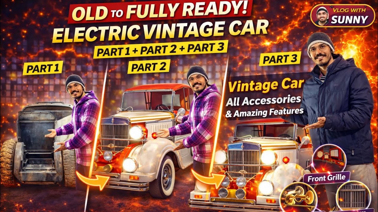 शुरुआत🌟 से फाइनल लुक तक 🔥 | Electric⚡️ Vintage Car😱 Making | All Parts
