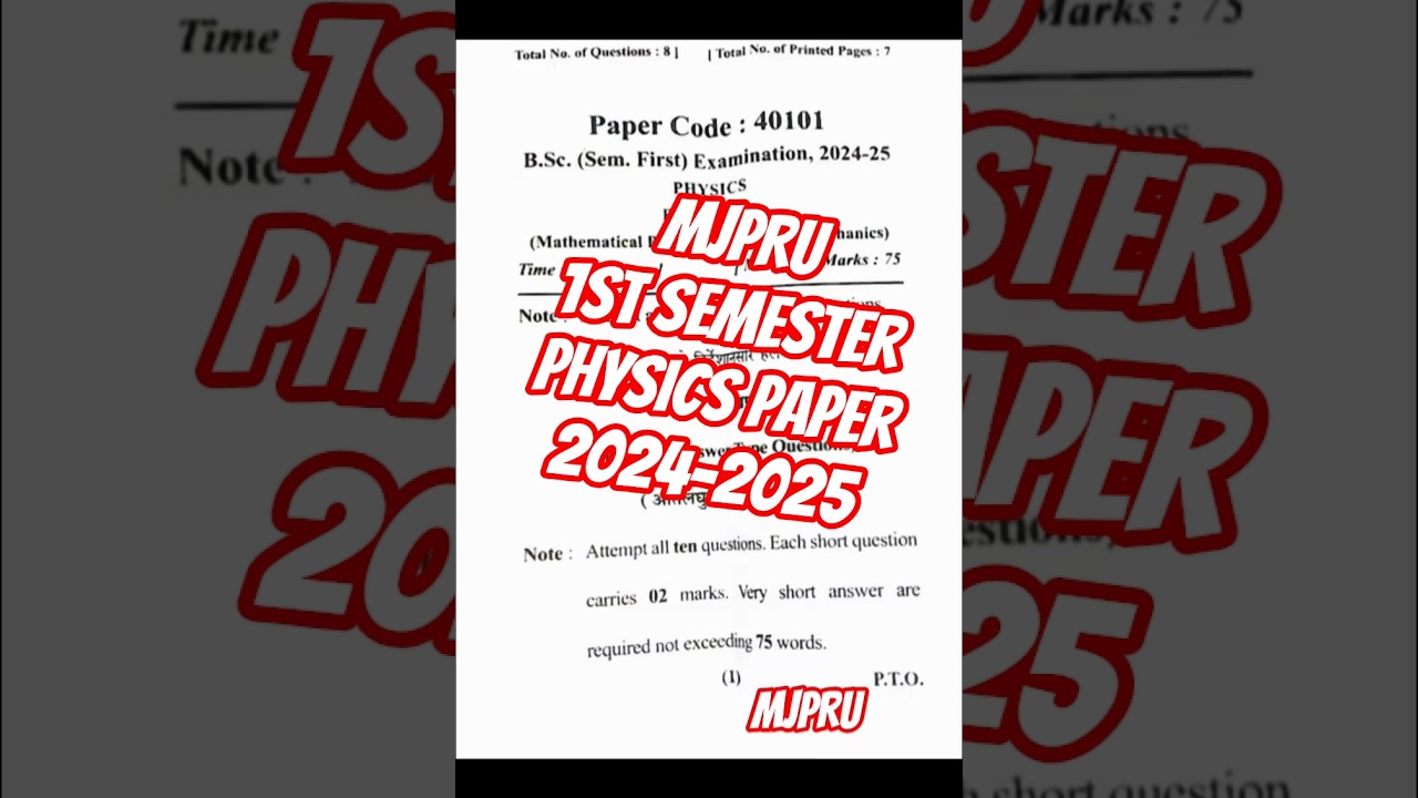 MJPRU Bsc 1st Semester physics paper 2024-2025