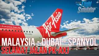 Pemindahan Pesawat A320 AirAsia Indonesia, Malaysia Dubai Spanyol - Microsoft Flight Simulator 2020