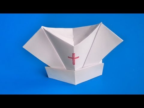 оригами медицинская шапочка, как сделать оригами шапка медсестры, origami medical cap