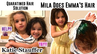 No Haircuts during quarantine! Mila & Emma have a home remedy | DIY Salon & Hair styles